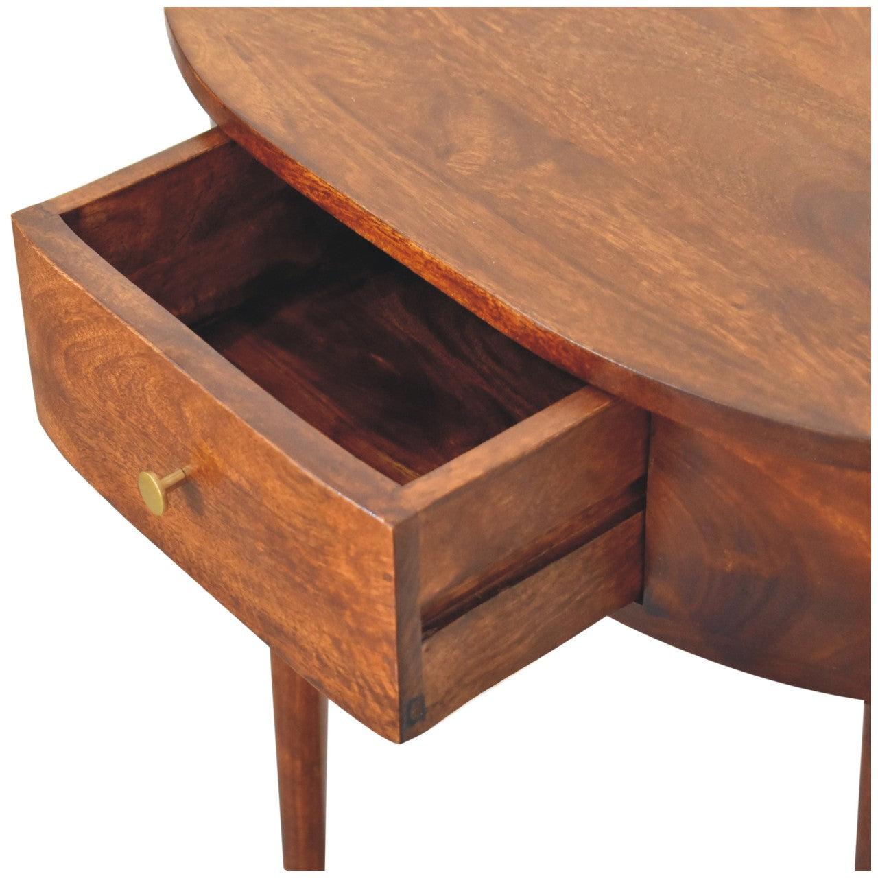 Slimline Solid Mango Wood Console Table – Chestnut Finish, Handy Drawer