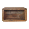 Modern Solid Mango Wood Wall-mounted Nightstand – Brown Finish, Hand-carved Line Design