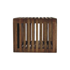 Modern Solid Mango Wood Wall-mounted Nightstand – Brown Finish, Hand-carved Line Design