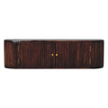 Floating Solid Mango Wood Wall-mounted Nightstand – Brown Finish, Curved Edges