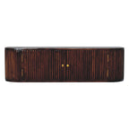 Floating Solid Mango Wood Wall-mounted Nightstand – Brown Finish, Curved Edges