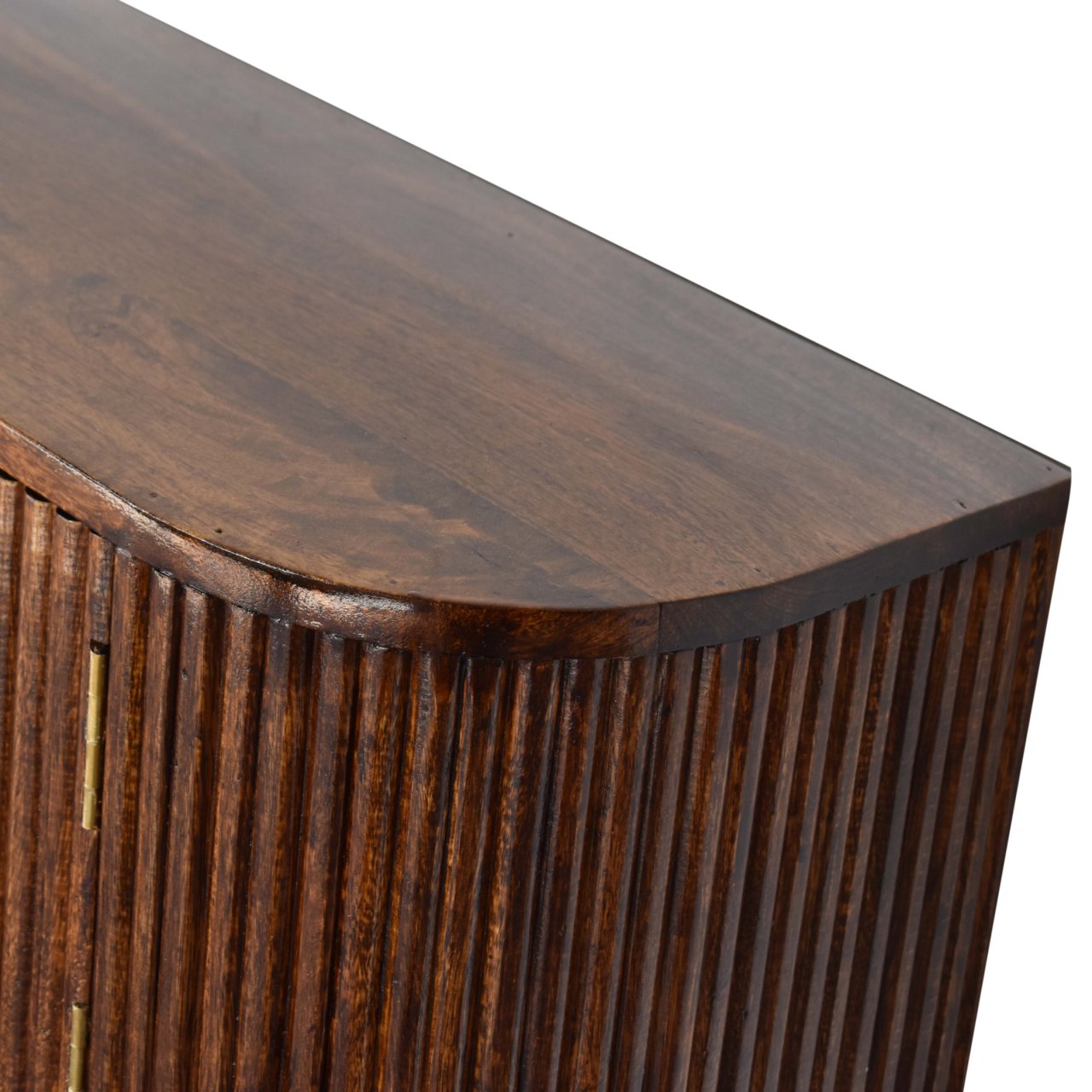 Floating Solid Mango Wood Wall-mounted Nightstand – Brown Finish, Curved Edges
