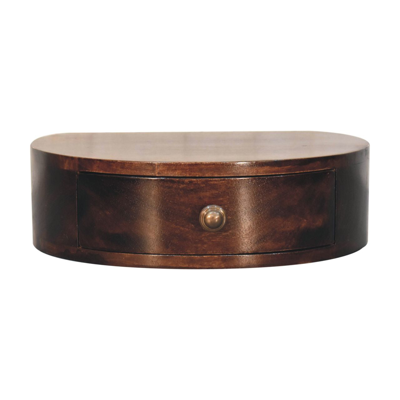 Space-Saving Solid Mango Wood Wall-mounted Nightstand – California Walnut Finish, Rounded Edges