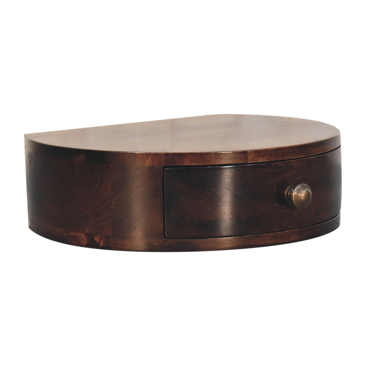 Space-Saving Solid Mango Wood Wall-mounted Nightstand – California Walnut Finish, Rounded Edges