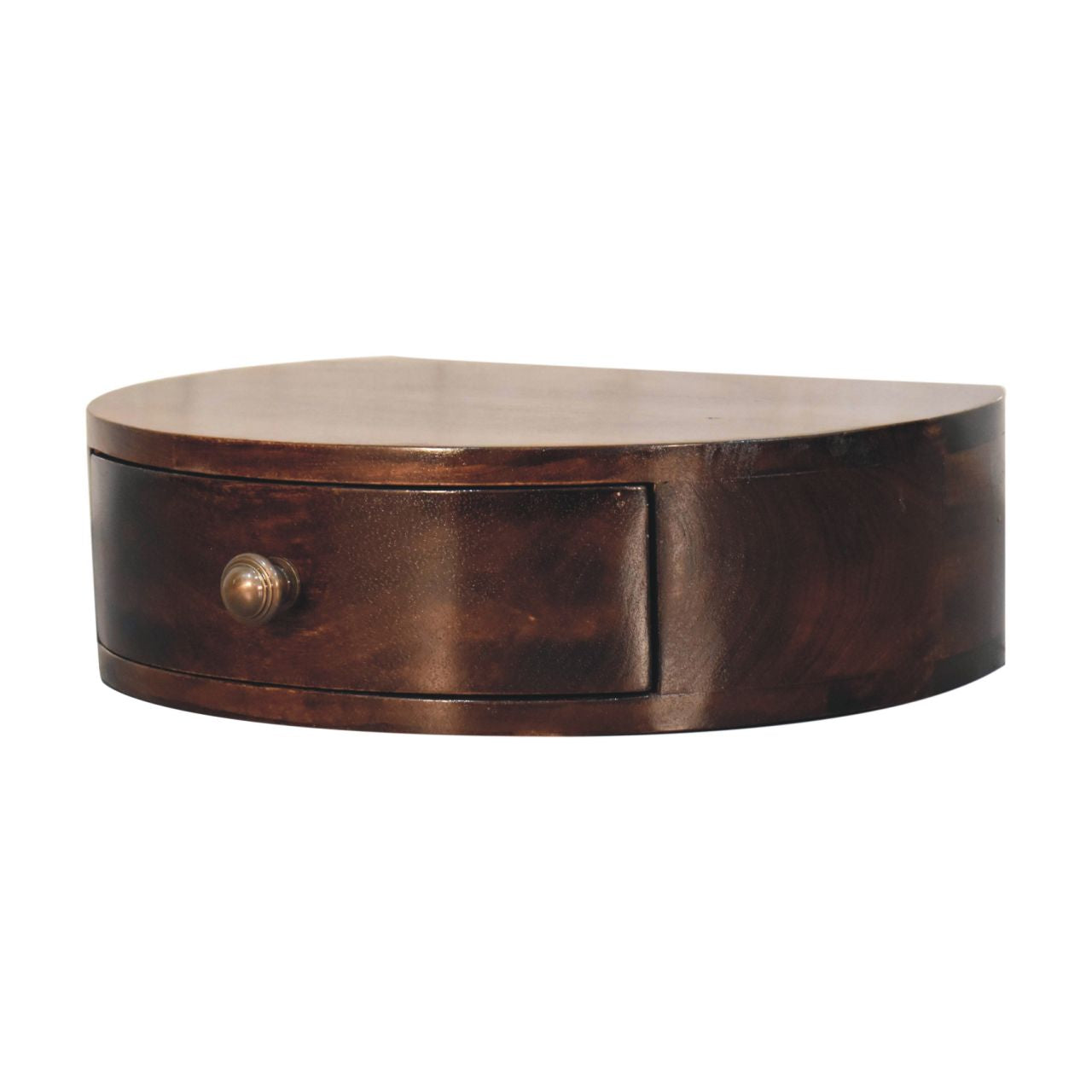 Space-Saving Solid Mango Wood Wall-mounted Nightstand – California Walnut Finish, Rounded Edges