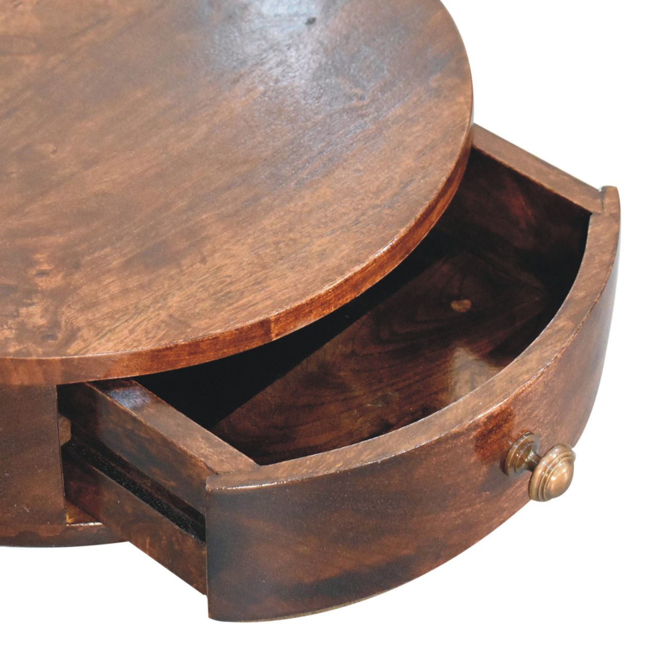 Space-Saving Solid Mango Wood Wall-mounted Nightstand – California Walnut Finish, Rounded Edges