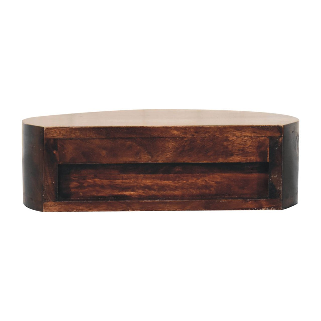 Space-Saving Solid Mango Wood Wall-mounted Nightstand – California Walnut Finish, Rounded Edges