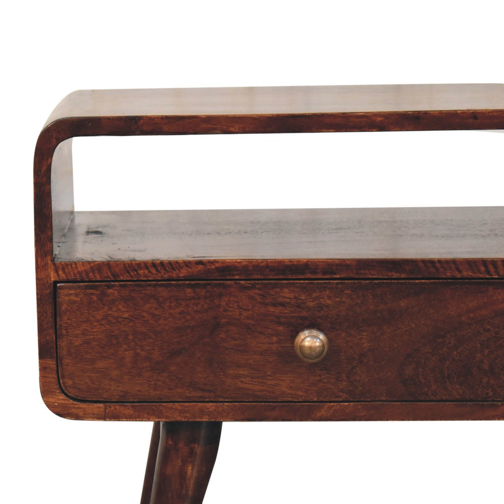 Contemporary Solid Mango Wood TV Unit – California Walnut Finish, 2 Drawers and Open Slot