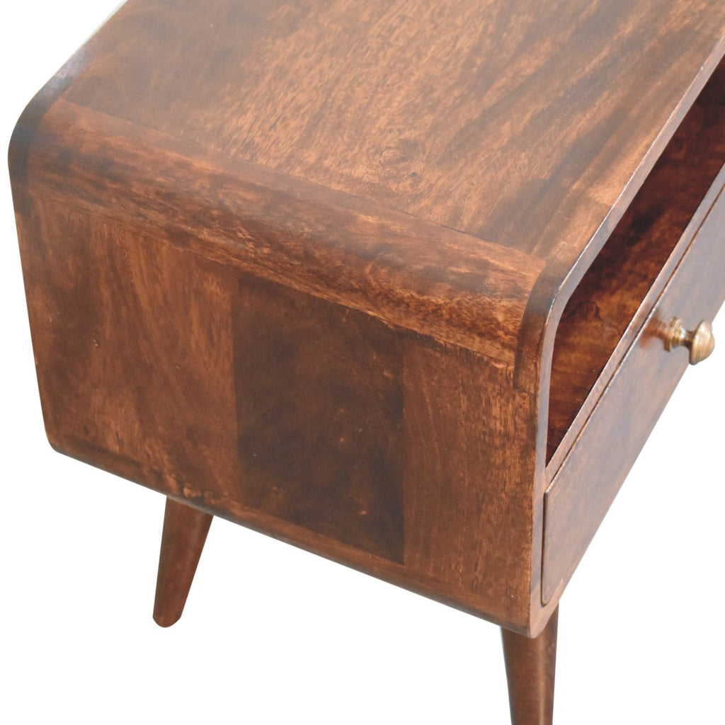 Contemporary Solid Mango Wood TV Unit – California Walnut Finish, 2 Drawers and Open Slot