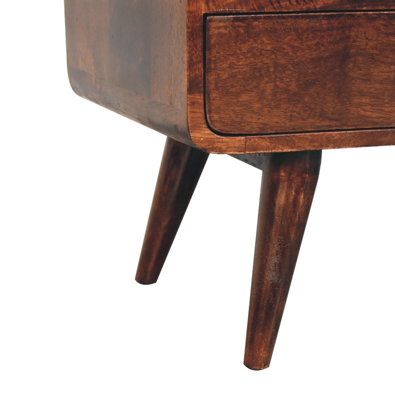 Contemporary Solid Mango Wood TV Unit – California Walnut Finish, 2 Drawers and Open Slot