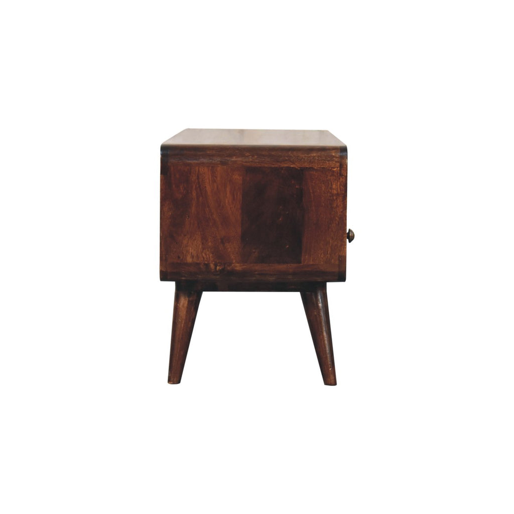 Contemporary Solid Mango Wood TV Unit – California Walnut Finish, 2 Drawers and Open Slot