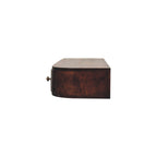 Space-Saving Solid Mango Wood Wall-mounted Nightstand – Chestnut Finish, Open Shelf and Dual Drawers