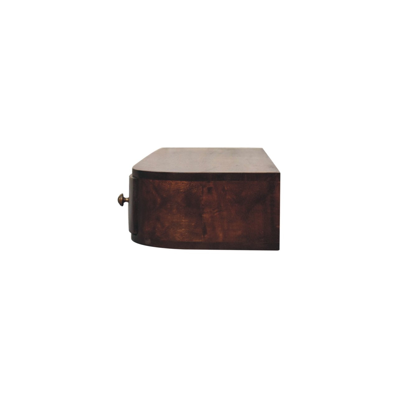 Space-Saving Solid Mango Wood Wall-mounted Nightstand – Chestnut Finish, Open Shelf and Dual Drawers