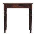 Handcrafted Solid Mango Wood Writing Desk – Brown Finish, Flute Legs