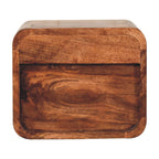 Space-Saving Solid Mango Wood Wall-mounted Nightstand – Honey Caramel Finish, 1 Drawer and Open Slot