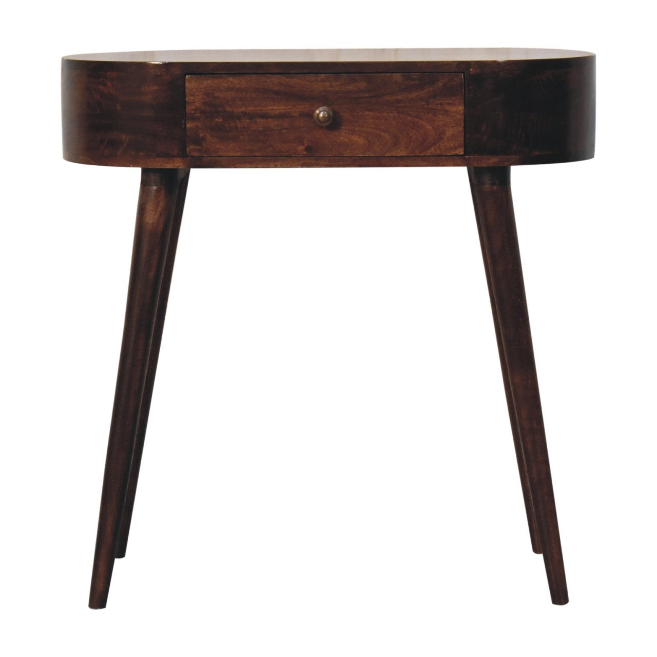Slimline Solid Mango Wood Console Table – California Walnut Finish, Rounded Edges