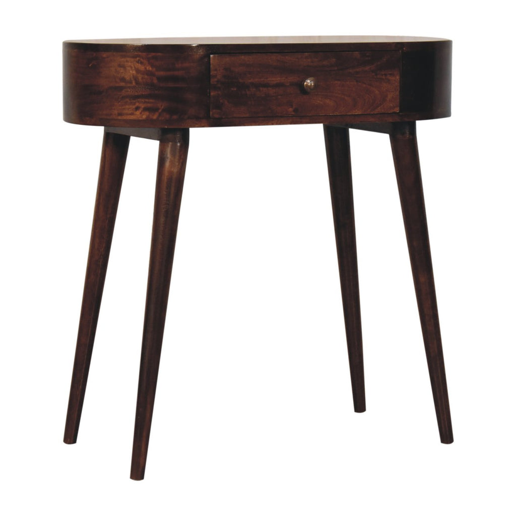 Slimline Solid Mango Wood Console Table – California Walnut Finish, Rounded Edges
