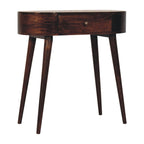 Slimline Solid Mango Wood Console Table – California Walnut Finish, Rounded Edges