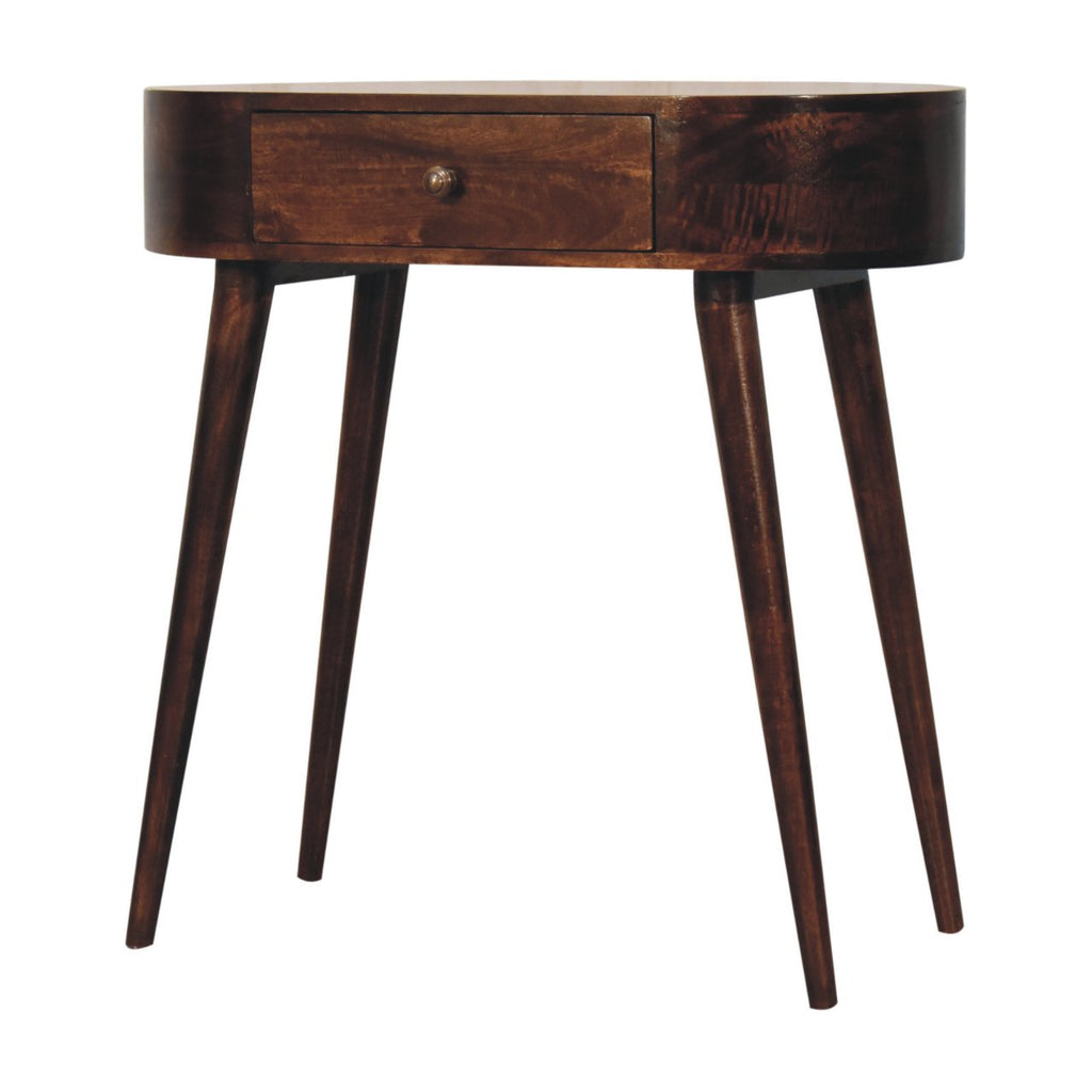 Slimline Solid Mango Wood Console Table – California Walnut Finish, Rounded Edges