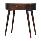 Slimline Solid Mango Wood Console Table – California Walnut Finish, Rounded Edges