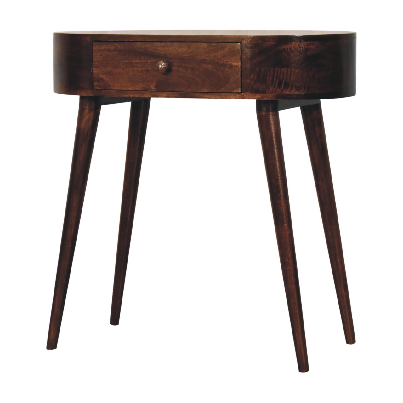 Slimline Solid Mango Wood Console Table – California Walnut Finish, Rounded Edges