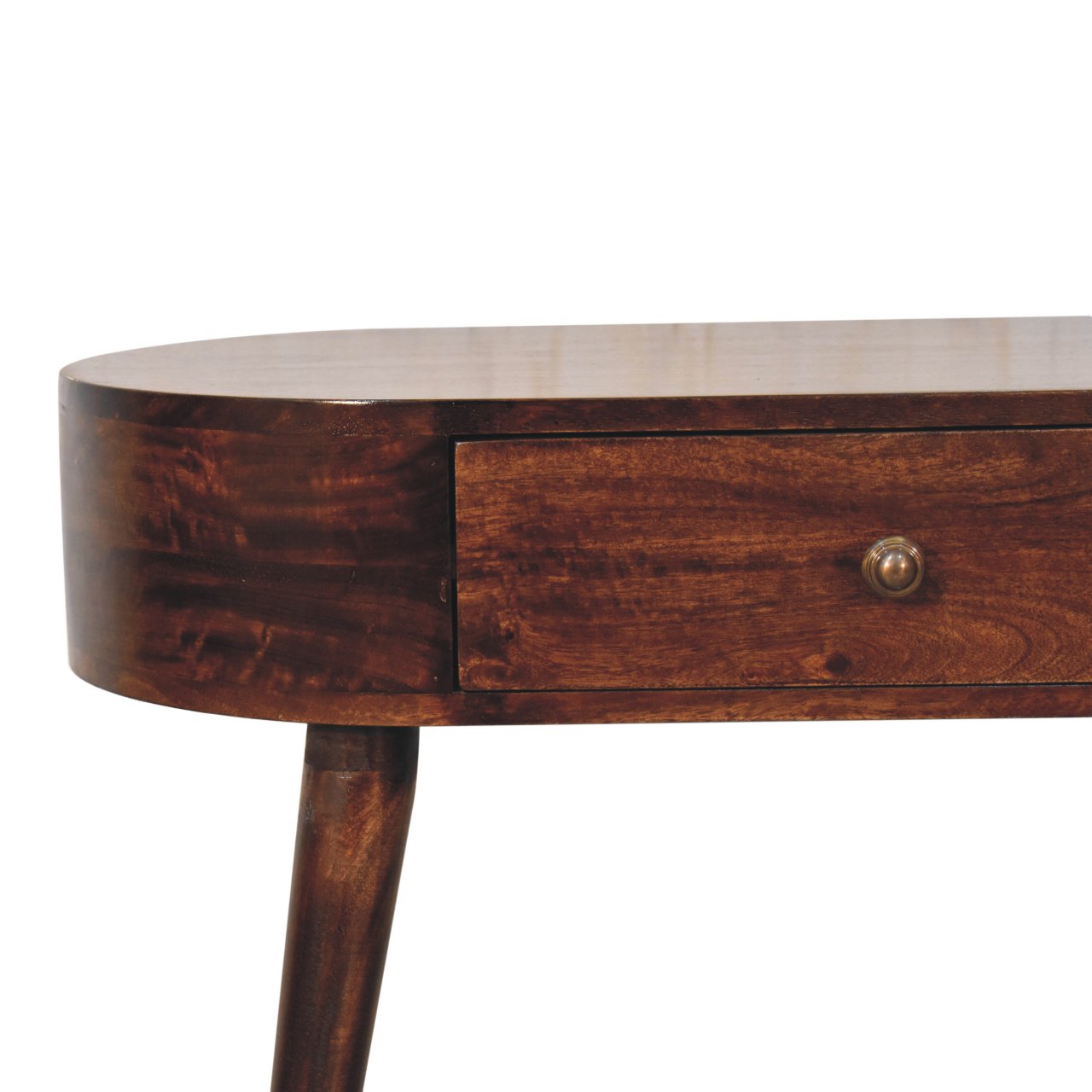 Slimline Solid Mango Wood Console Table – California Walnut Finish, Rounded Edges