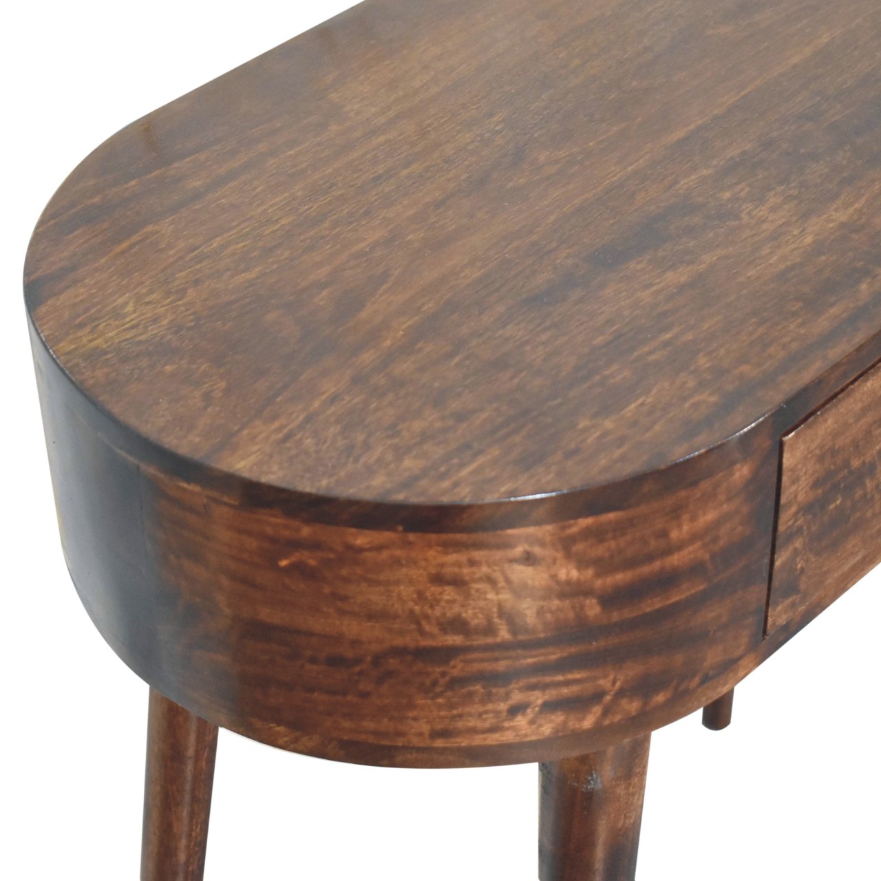 Slimline Solid Mango Wood Console Table – California Walnut Finish, Rounded Edges