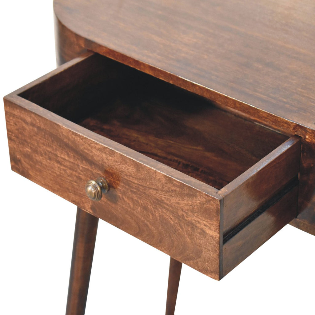 Slimline Solid Mango Wood Console Table – California Walnut Finish, Rounded Edges