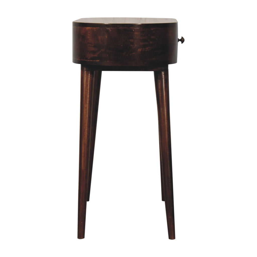 Slimline Solid Mango Wood Console Table – California Walnut Finish, Rounded Edges