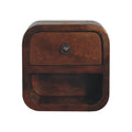 Space-Saving Solid Mango Wood Bedside Table – Chestnut Finish, Curved Edges