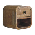 Handcrafted Solid Mango Wood Bedside Table – Dark Brown Finish, 1 Drawer