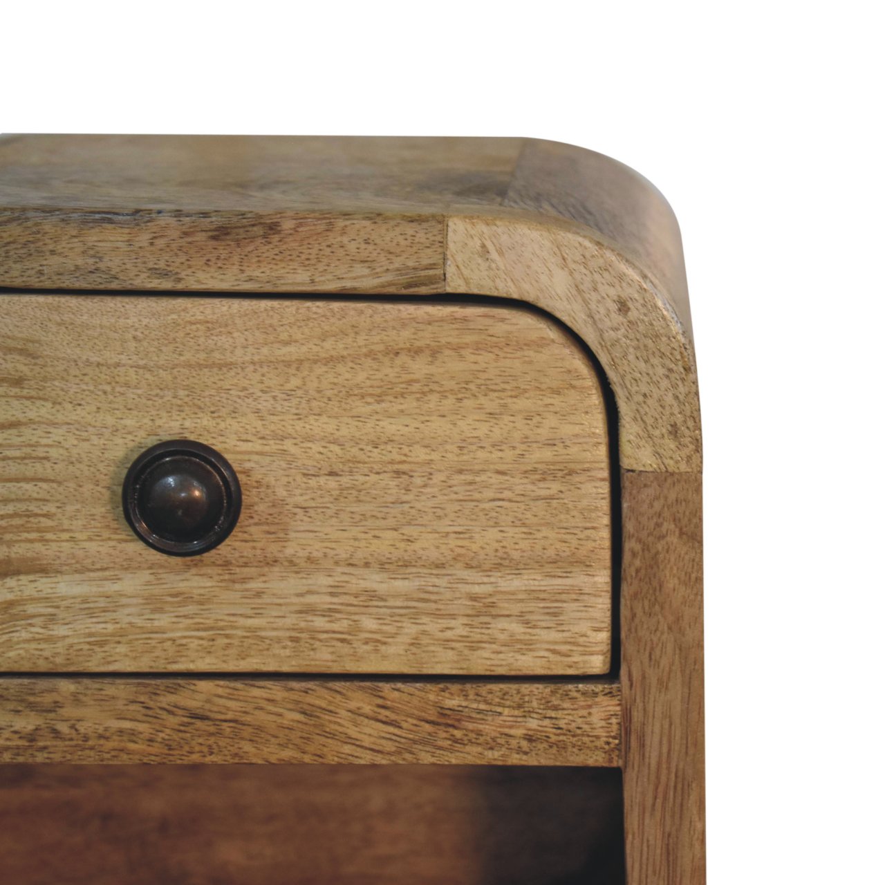 Handcrafted Solid Mango Wood Bedside Table – Dark Brown Finish, 1 Drawer