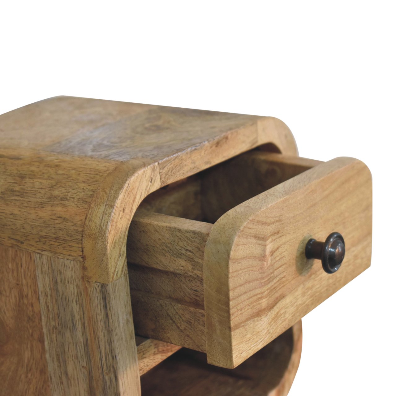 Handcrafted Solid Mango Wood Bedside Table – Dark Brown Finish, 1 Drawer