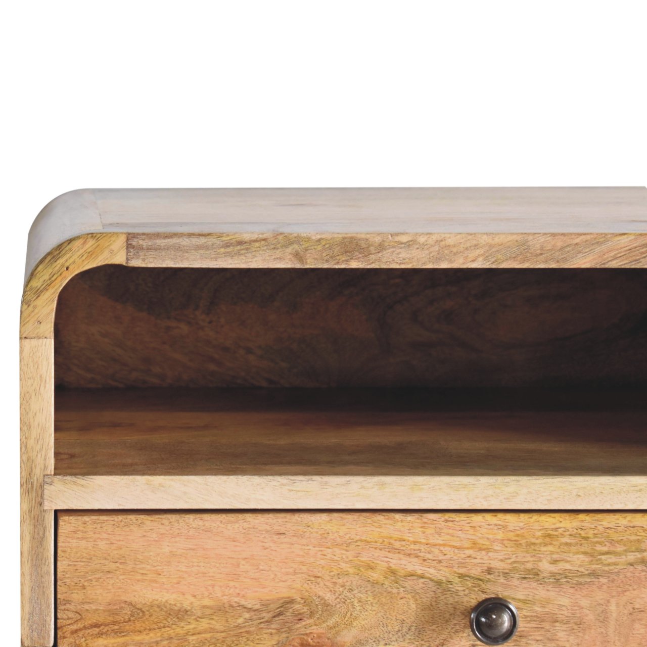 Space-Saving Solid Mango Wood Wall-mounted Nightstand – Beige Finish, 1 Drawer