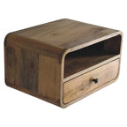 Space-Saving Solid Mango Wood Wall-mounted Nightstand – Beige Finish, 1 Drawer
