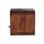Modern Solid Mango Wood Wall-mounted Nightstand – Chestnut Finish, Curved Edges