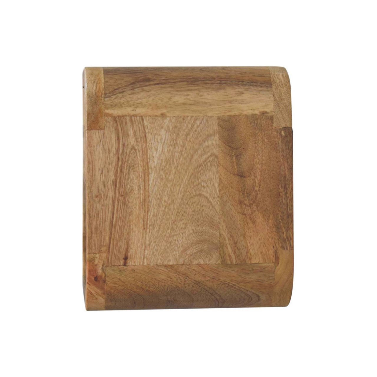 Modern Solid Mango Wood Wall-mounted Nightstand – Brown Finish, Curved Edges