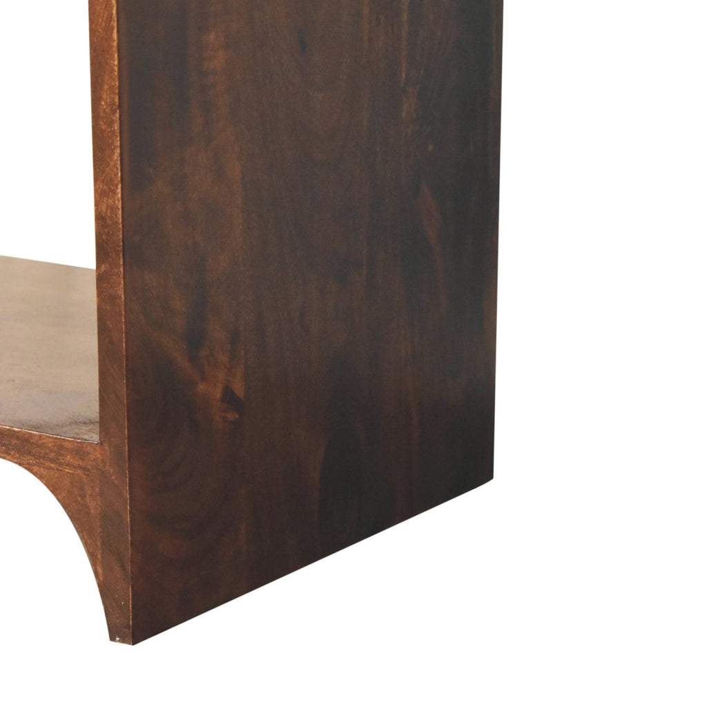 Handcrafted Solid Mango Wood Bedside Table – California Walnut Finish, Shelf and Drawer Storage