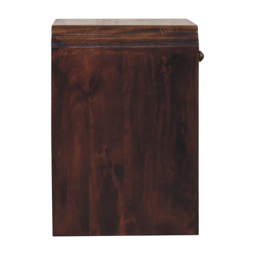 Handcrafted Solid Mango Wood Bedside Table – California Walnut Finish, Shelf and Drawer Storage