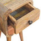 Compact Solid Mango Wood Bedside Table – Chestnut Finish, 2 Drawers (40x20x20cm)