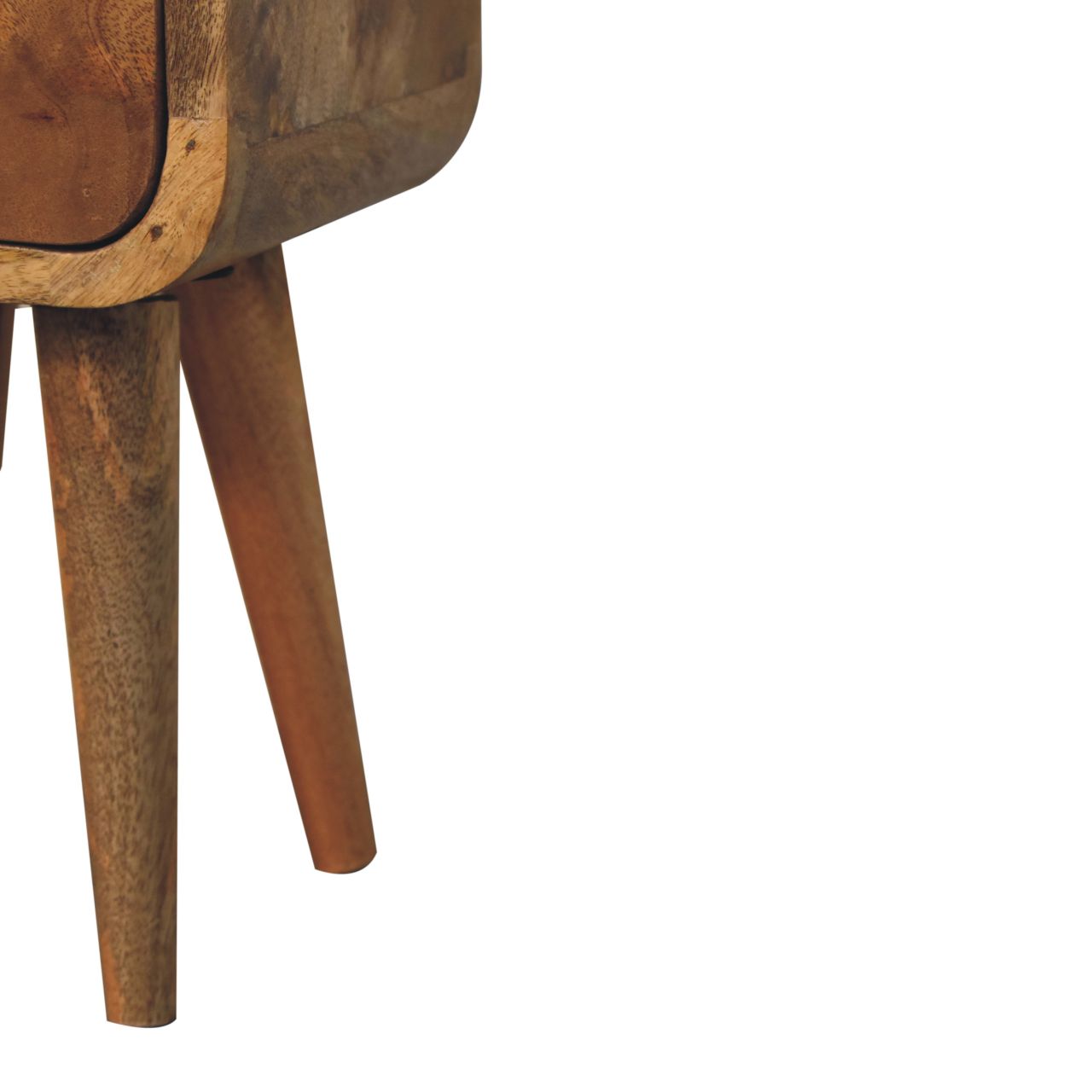 Compact Solid Mango Wood Bedside Table – Chestnut Finish, 2 Drawers (40x20x20cm)