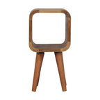Compact Solid Mango Wood Bedside Table – Honey caramel Finish, Tapered Legs