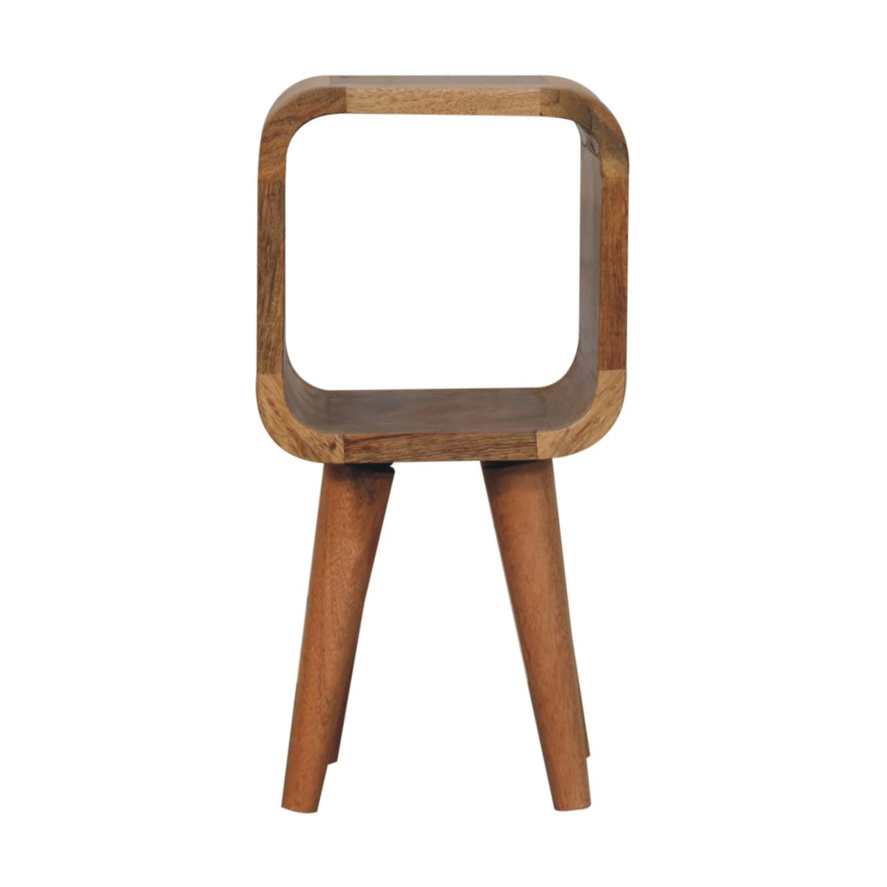 Compact Solid Mango Wood Bedside Table – Honey caramel Finish, Tapered Legs