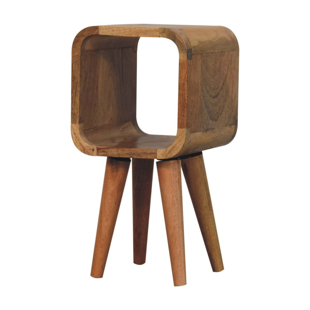 Compact Solid Mango Wood Bedside Table – Honey caramel Finish, Tapered Legs