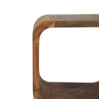 Compact Solid Mango Wood Bedside Table – Honey caramel Finish, Tapered Legs