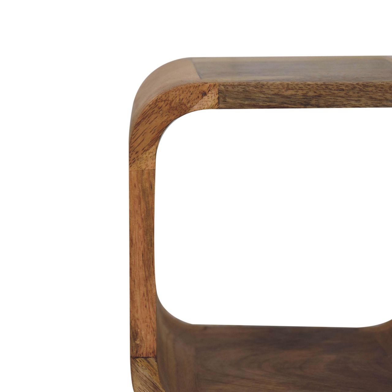 Compact Solid Mango Wood Bedside Table – Honey caramel Finish, Tapered Legs