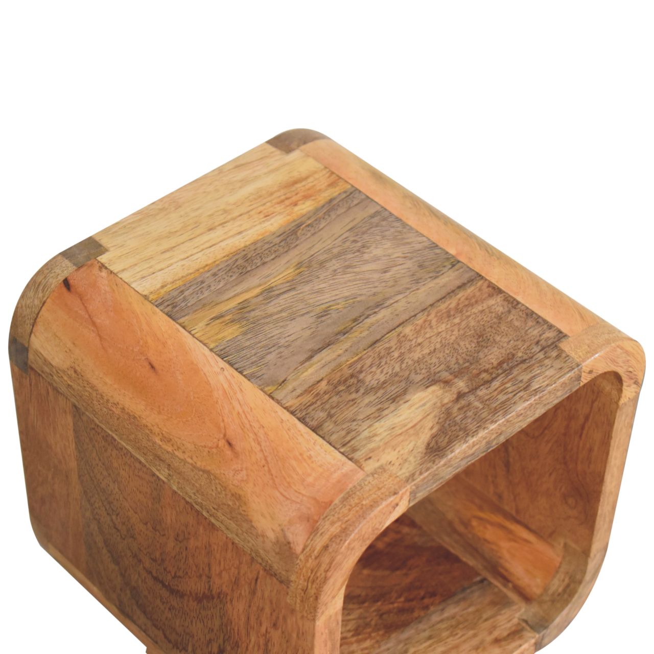Compact Solid Mango Wood Bedside Table – Honey caramel Finish, Tapered Legs