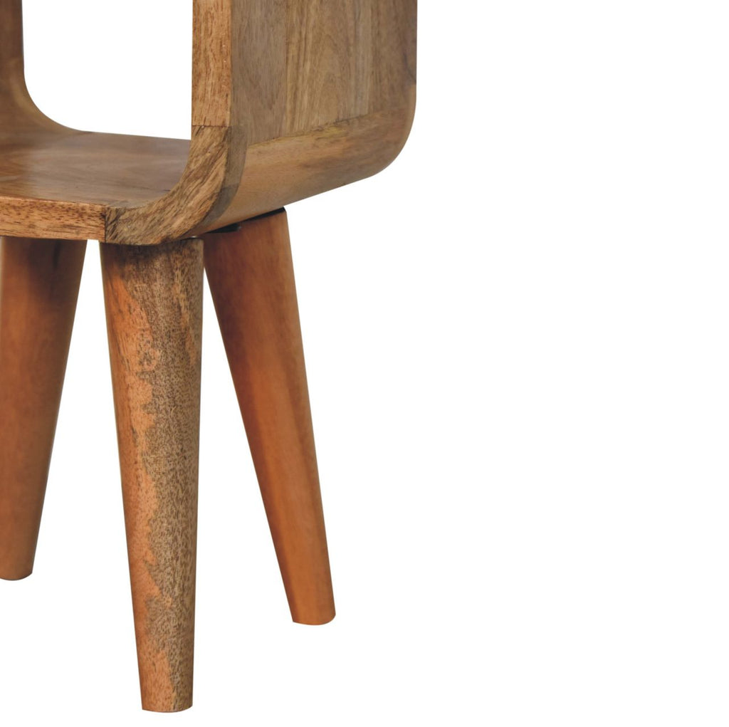 Compact Solid Mango Wood Bedside Table – Honey caramel Finish, Tapered Legs