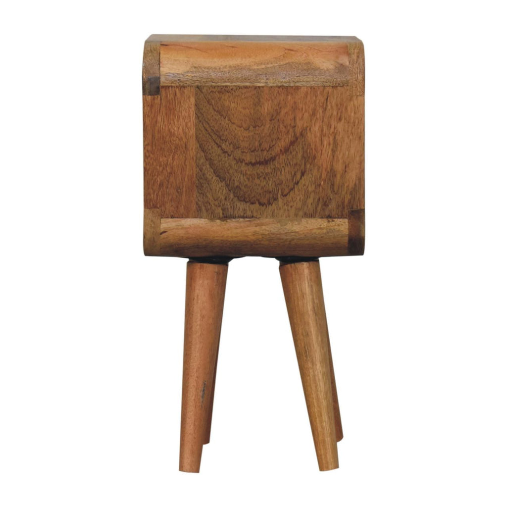 Compact Solid Mango Wood Bedside Table – Honey caramel Finish, Tapered Legs