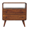 Classic Solid Mango Wood Chest of Drawers – Dark Brown Finish, Open Shelf Storage
